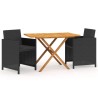Ensemble à manger de jardin avec coussins 3 pcs noir 557752557752