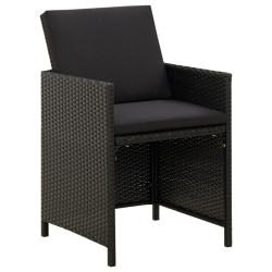 Ensemble à manger de jardin avec coussins 3 pcs noir 557752557752