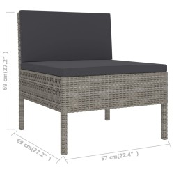 Salon de jardin 8 pcs avec coussins résine tressée gris 557753557753