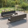 Salon de jardin 9 pcs avec coussins Résine tressée Gris 557759557759