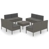 Salon de jardin 9 pcs avec coussins Résine tressée Gris 557764557764