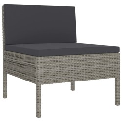 Salon de jardin 9 pcs avec coussins Résine tressée Gris 557764557764