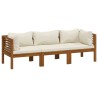 Canapé de jardin 3 places et coussin crème Bois d'acacia massif 557765557765