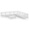Salon de jardin 8 pcs Bois de pin massif Blanc 557766557766