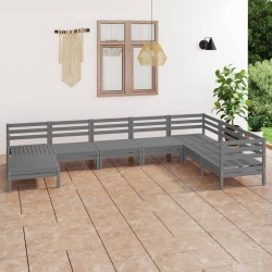 Salon de jardin 8 pcs Bois de pin massif Gris 557767557767