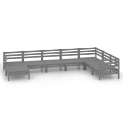 Salon de jardin 8 pcs Bois de pin massif Gris 557767557767
