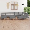 Salon de jardin 10 pcs Bois de pin massif Gris 557771557771