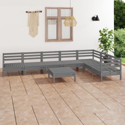 Salon de jardin 8 pcs Bois de pin massif Gris 557774557774