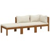 Salon de jardin 3 pcs avec coussin crème Bois d'acacia solide 557777557777
