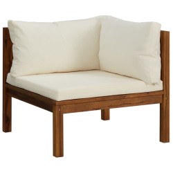 Salon de jardin 3 pcs avec coussin crème Bois d'acacia solide 557777557777
