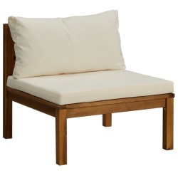 Salon de jardin 3 pcs avec coussin crème Bois d'acacia solide 557777557777