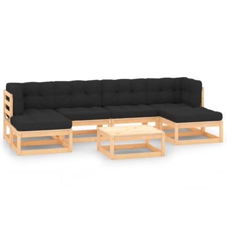 Salon de jardin 7 pcs avec coussins anthracite Pin massif 557778557778