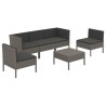 Salon de jardin 6 pcs avec coussins résine tressée gris 557780557780