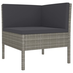 Salon de jardin 6 pcs avec coussins résine tressée gris 557780557780