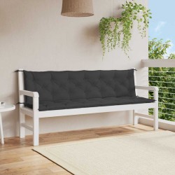 Coussin de banc de jardin noir 200x(50+50)x7 cm tissu oxford 557792557792