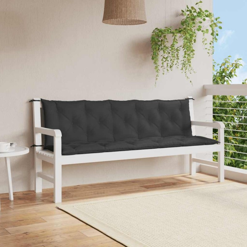 Coussin de banc de jardin noir 180x(50+50)x7 cm tissu oxford 557815557815