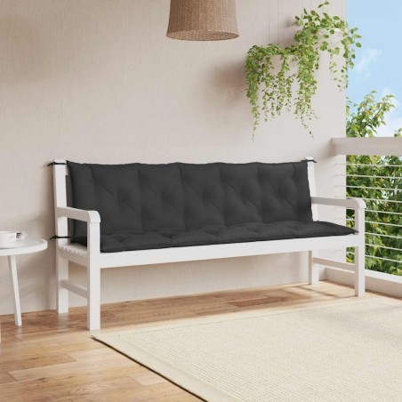 Coussin de banc de jardin noir 180x(50+50)x7 cm tissu oxford 557815557815