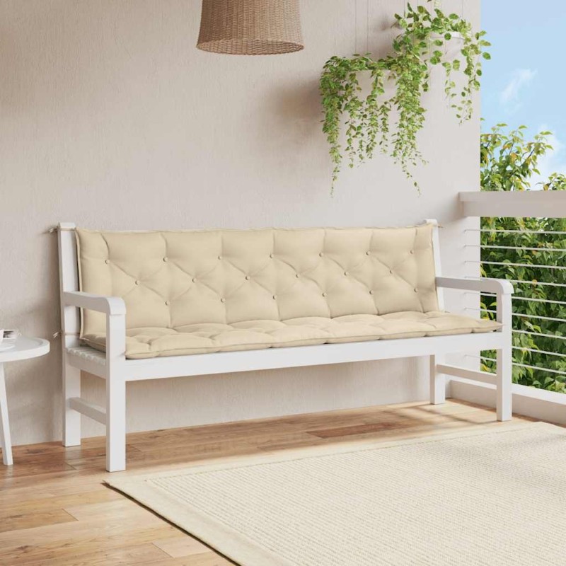 Coussin de banc de jardin beige 200x(50+50)x7 cm tissu oxford 557825557825