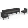 Salon de jardin 6 pcs avec coussins résine tressée noir 557836557836