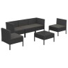 Salon de jardin 6 pcs avec coussins résine tressée noir 557837557837