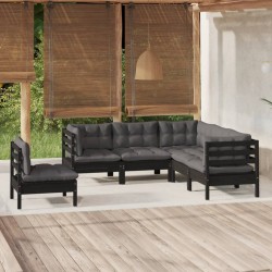 Salon de jardin 5 pcs avec coussins Noir Bois de pin 557838557838