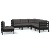 Salon de jardin 5 pcs avec coussins Noir Bois de pin 557838557838