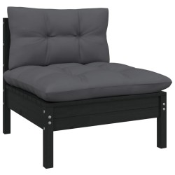 Salon de jardin 5 pcs avec coussins Noir Bois de pin 557838557838