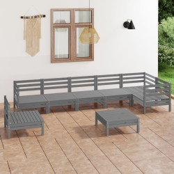 Salon de jardin 8 pcs Bois de pin massif Gris 557840557840