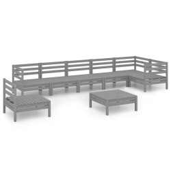 Salon de jardin 8 pcs Bois de pin massif Gris 557840557840