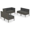 Salon de jardin 6 pcs avec coussins résine tressée gris 557849557849