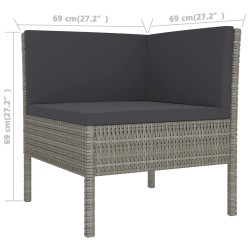 Salon de jardin 6 pcs avec coussins résine tressée gris 557849557849