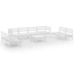 Salon de jardin 9 pcs Blanc Bois de pin massif 557850557850