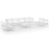 Salon de jardin 9 pcs Blanc Bois de pin massif 557850557850