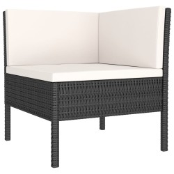 Salon de jardin 6 pcs avec coussins résine tressée noir 557852557852