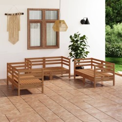 Salon de jardin 6 pcs Marron miel Bois de pin massif 557859557859