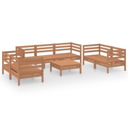 Salon de jardin 8 pcs Marron miel Bois de pin massif 557862557862