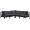 Salon de jardin 5 pcs avec coussins Noir Bois de pin solide 557867557867