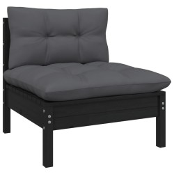 Salon de jardin 5 pcs avec coussins Noir Bois de pin solide 557867557867
