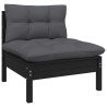 Salon de jardin 5 pcs avec coussins Noir Bois de pin solide 557867557867