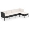 Salon de jardin 5 pcs avec coussins résine tressée noir 557870557870