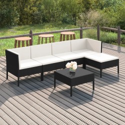 Salon de jardin 6 pcs avec coussins résine tressée noir 557871557871