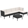 Salon de jardin 6 pcs avec coussins résine tressée noir 557871557871