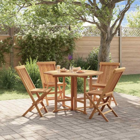 Ensemble à dîner d'extérieur pliable 5 pcs Bois solide de teck 557877557877
