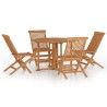 Ensemble à dîner d'extérieur pliable 5 pcs Bois solide de teck 557877557877