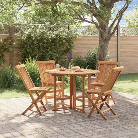 Mobilier à dîner d'extérieur pliable 5 pcs Bois solide de teck 557878557878