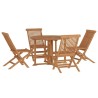 Mobilier à dîner d'extérieur pliable 5 pcs Bois solide de teck 557878557878