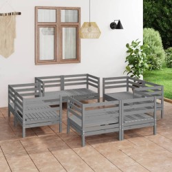 Salon de jardin 8 pcs Gris Bois de pin massif 557881557881