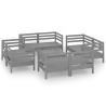 Salon de jardin 9 pcs Gris Bois de pin massif 557893557893