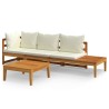Salon de jardin 3 pcs avec coussins blanc crème Bois d'acacia 557899557899