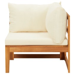 Salon de jardin 3 pcs avec coussins blanc crème Bois d'acacia 557899557899